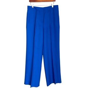 Ann Taylor Cobalt Blue Wide Leg Linen Pants Career Office Coastal Quiet Luxury
